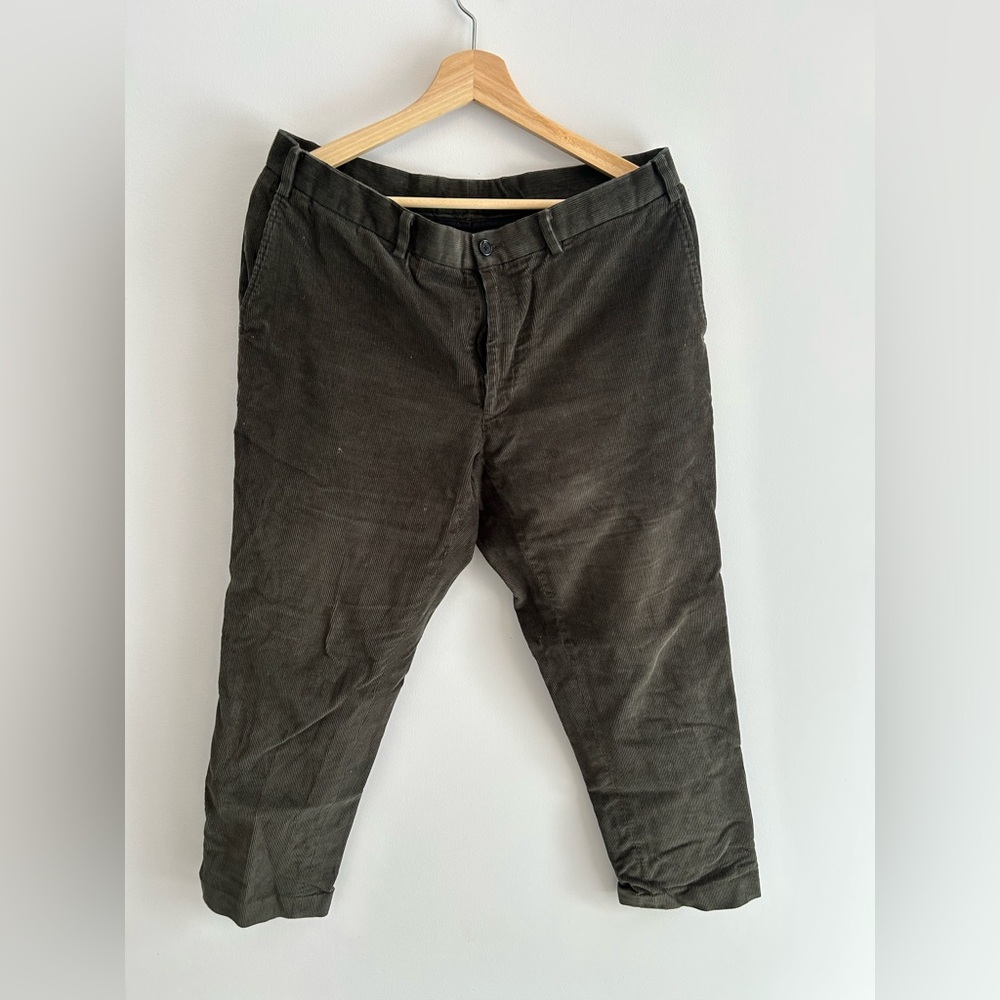 Green corduroy pant trouser size 33 Indochino forest green deep colour